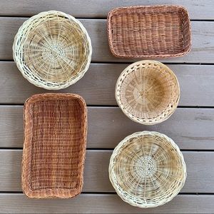 Vintage Boho Wicker Baskets Wall Decor
